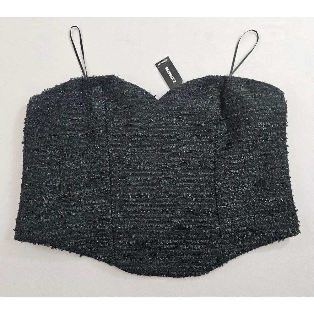 Express corset top womens Large L black 34003114 zip $78